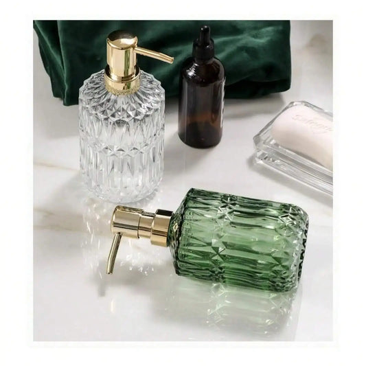1pc 13.32oz Glass Soap Dispenser Refillable Pump Bottle For Liquid Soap,Shower Gel,Hand Soap, Home Bathroom Accessories