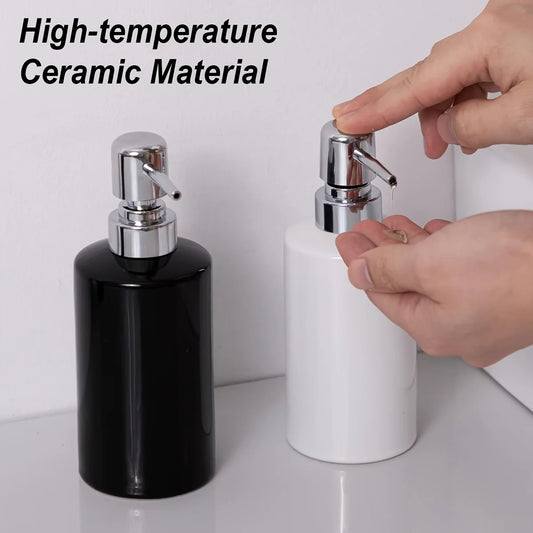 1Pc Soap Dispenser, 300ml/10oz Ceramic Liquid Soap Pump Dispenser, Refillable Dish Soap Dispenser for Kitchen Bathroom Washroom
