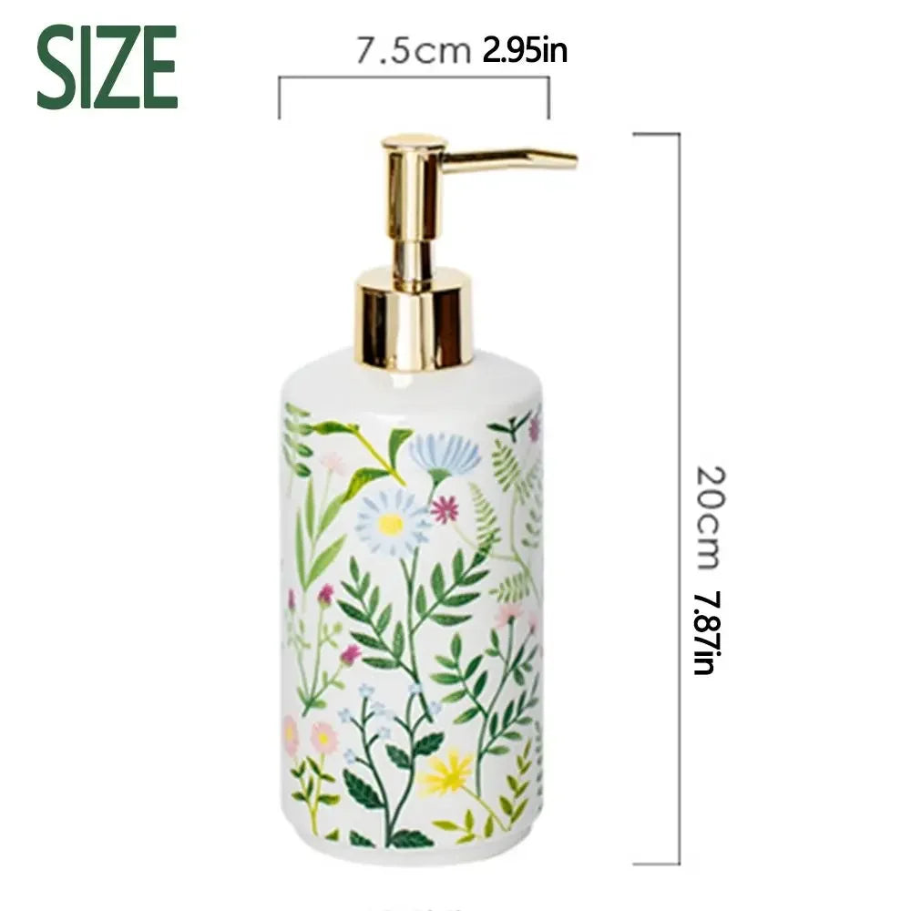 430ML Ceramic Soap Dispenser Modern Vintage Brown Liquid Storage Container Save Soap Creative Lotion Pump Bottle Bathroom