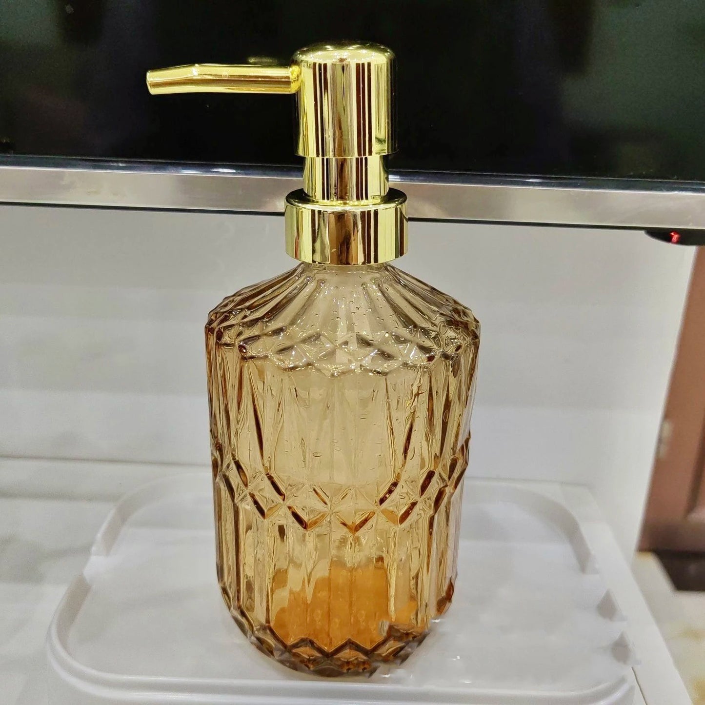 Bathroom Soap Dispenser Portable Glass Travel Liquid Hand Sanitizer Container 450ml Shampoo Body Wash Dispenser Accessories