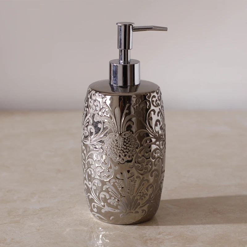 Silver Ceramics Shampoo Bottles Bathroom Accessories Shower Gel Container Wristband Hand Dispenser Kitchen Soap Dispenser