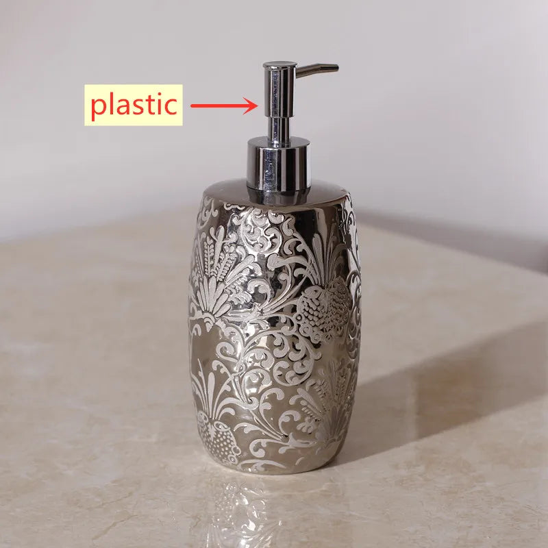 Silver Ceramics Shampoo Bottles Bathroom Accessories Shower Gel Container Wristband Hand Dispenser Kitchen Soap Dispenser