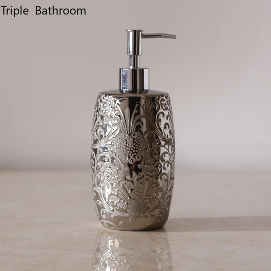 Silver Ceramics Shampoo Bottles Bathroom Accessories Shower Gel Container Wristband Hand Dispenser Kitchen Soap Dispenser