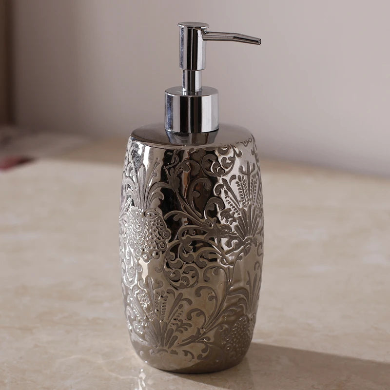 Silver Ceramics Shampoo Bottles Bathroom Accessories Shower Gel Container Wristband Hand Dispenser Kitchen Soap Dispenser