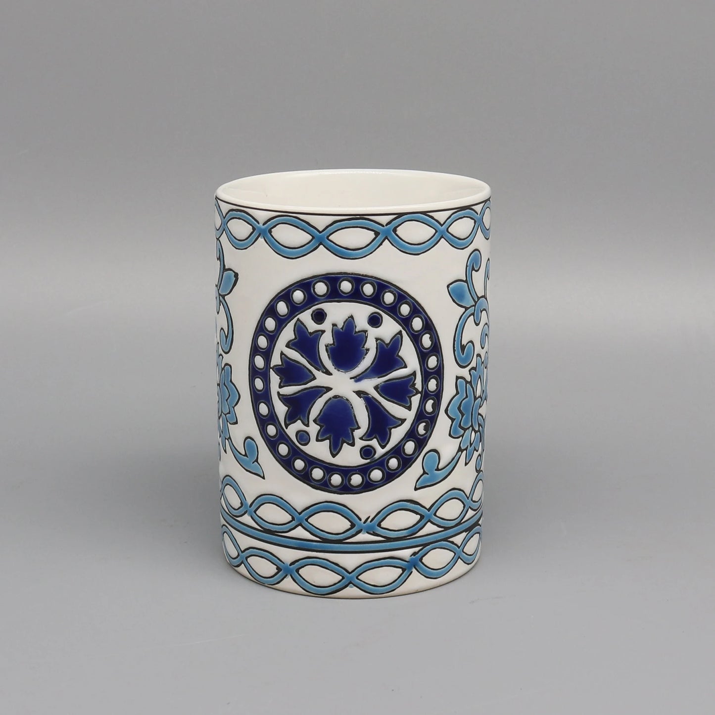 Liquid Soap Dispenser, Blue & White Ceramic, Bathroom Accessory