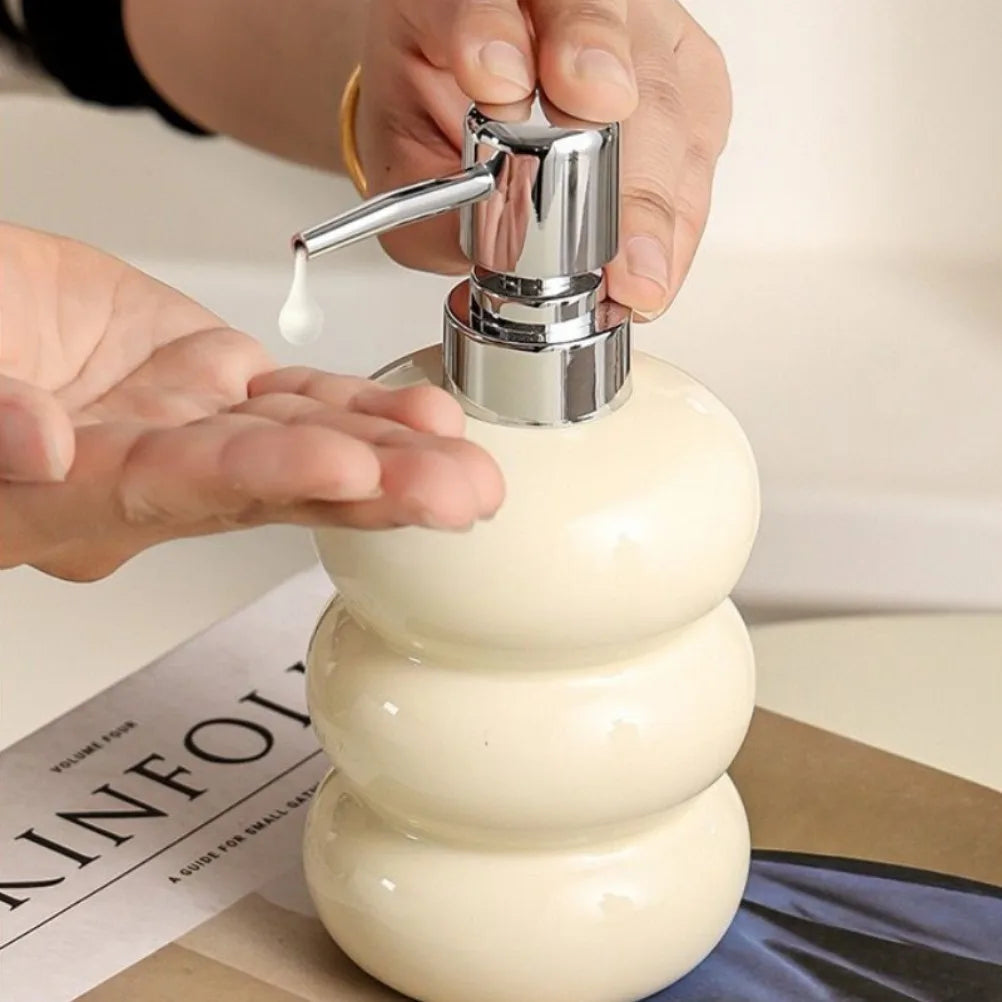 Nordic Ceramic Soap Dispenser Donut Lotion Bottle Shampoo Conditioner Body Wash Dispenser Toilet Bathroom Accessories