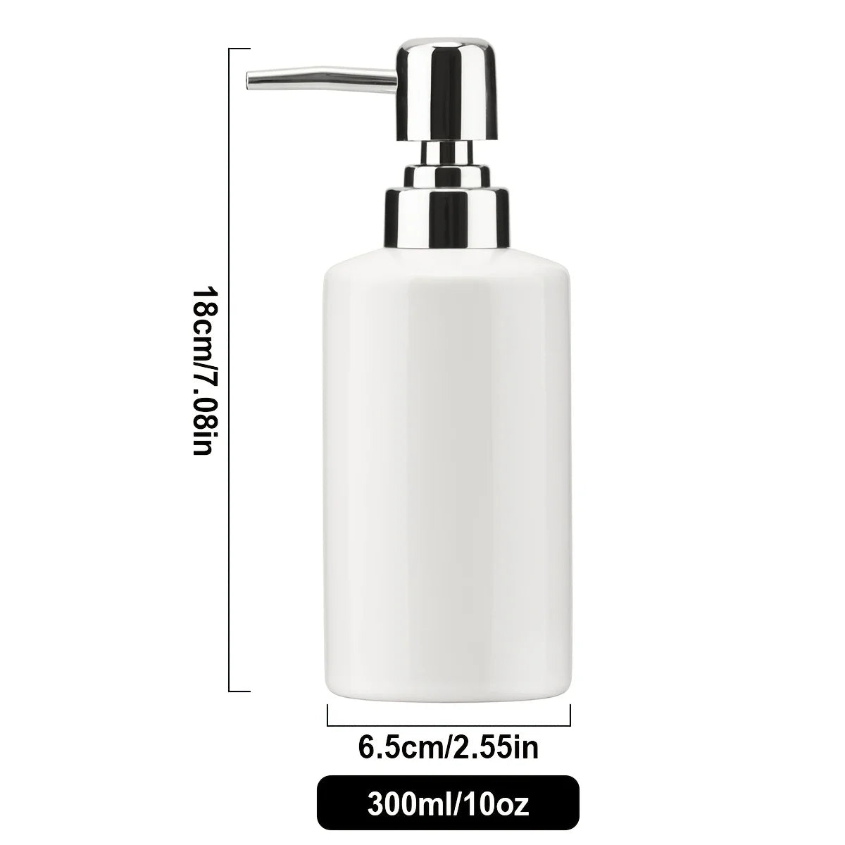 1Pc Soap Dispenser, 300ml/10oz Ceramic Liquid Soap Pump Dispenser, Refillable Dish Soap Dispenser for Kitchen Bathroom Washroom