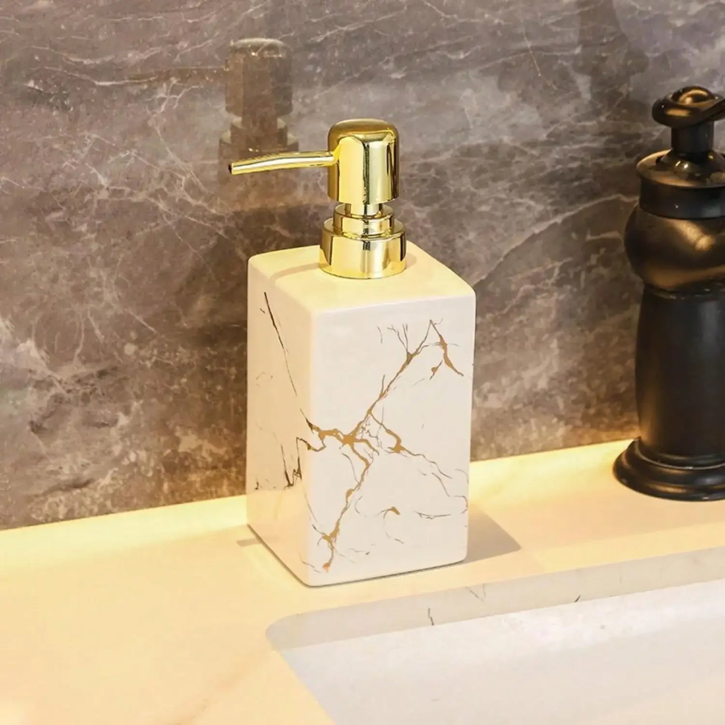 Ceramic soap dispenser 350ml  European Creative Marble Texture Refillable Press Soap Dispenser Liquid Dispenser