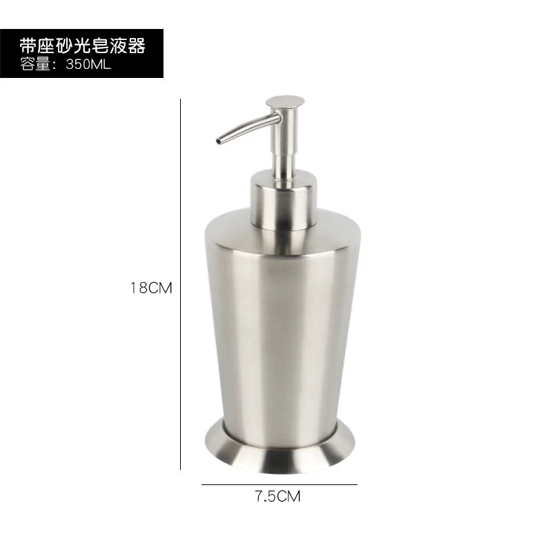 304 Stainless steel Liquid Soap dispenser Hand sanitizer Bottle  Bathroom Countertop press shampoo dispenser