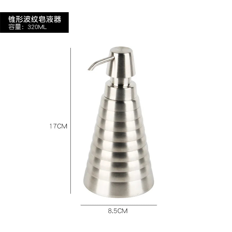 304 Stainless steel Liquid Soap dispenser Hand sanitizer Bottle  Bathroom Countertop press shampoo dispenser