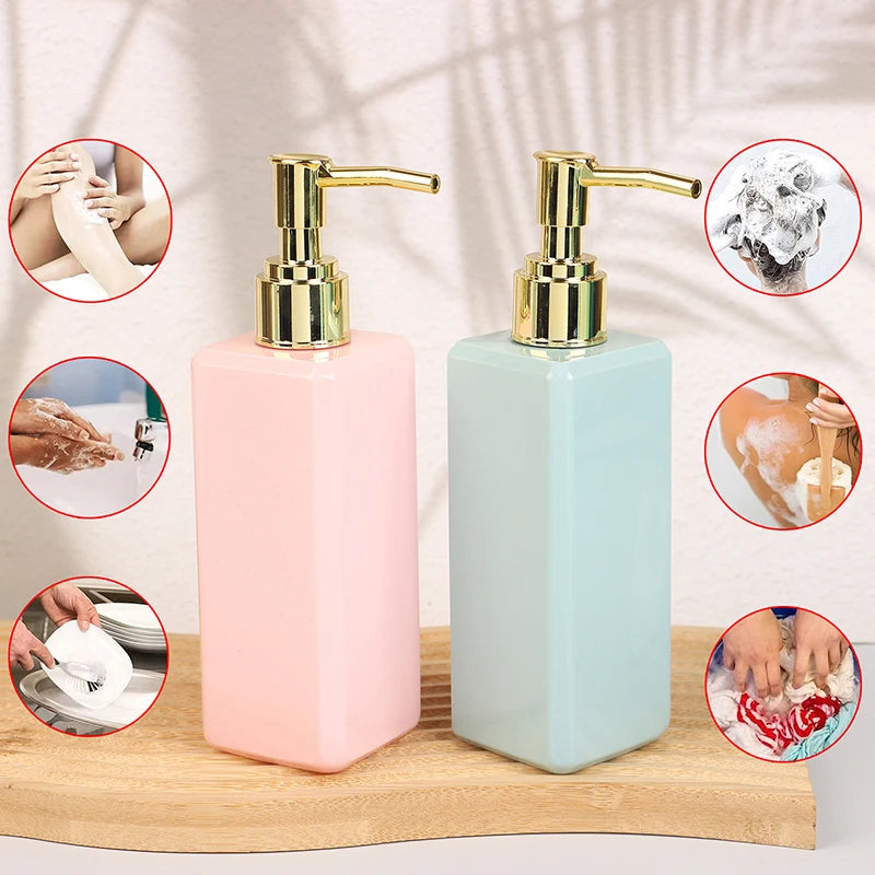 250ml Liquid Soap Dispenser Refillable Pump Bottle Square Bathroom Accessory Shampoo Conditioner Container Beauty Salon