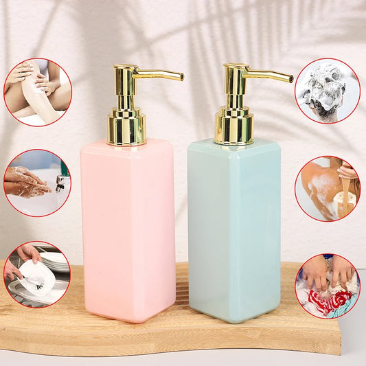 250ml Liquid Soap Dispenser Refillable Pump Bottle Square Bathroom Accessory Shampoo Conditioner Container Beauty Salon