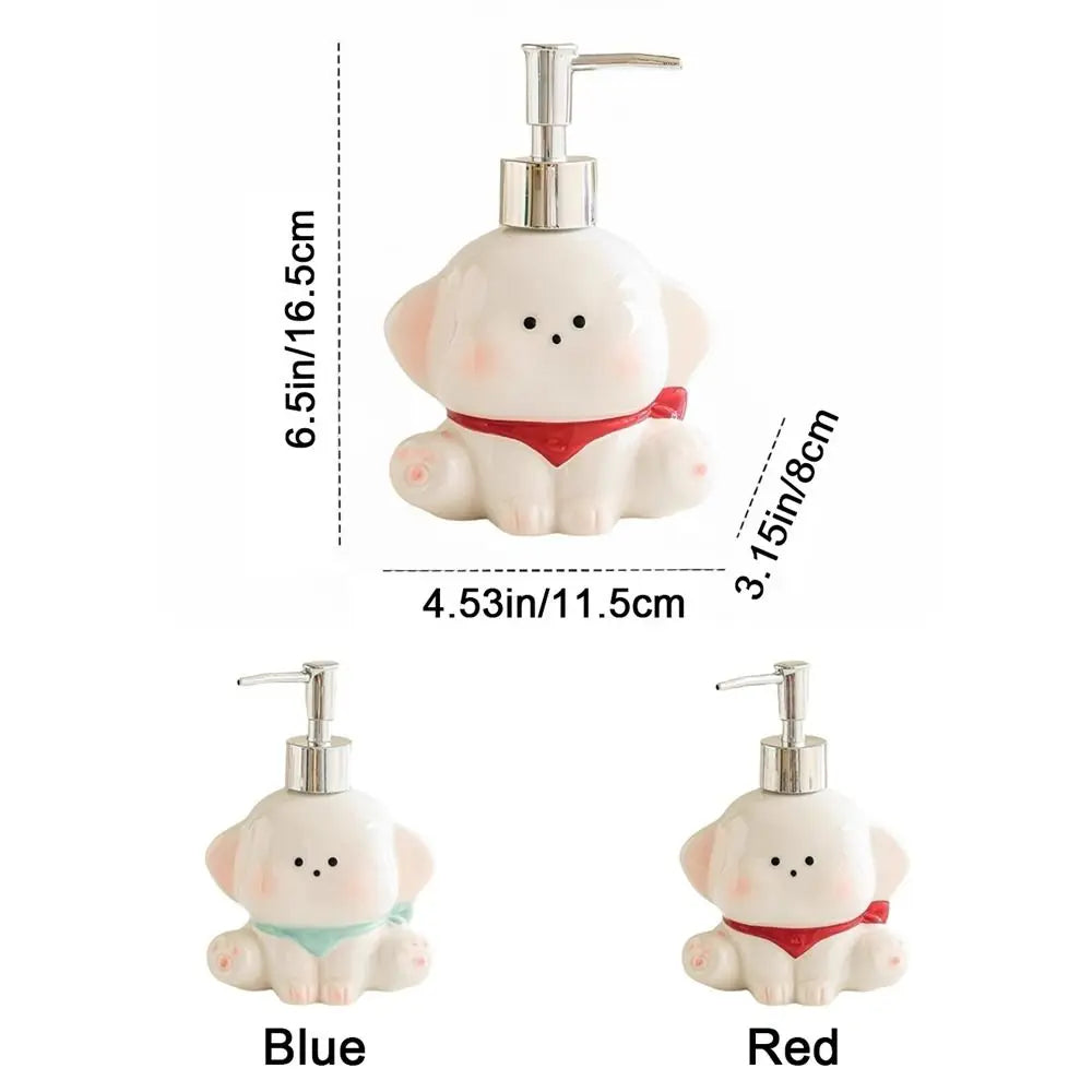 Ceramic Liquid Soap Dispenser Dog Shape Empty Bottle Dog Shape Lotion Bottle Cute Press Pump Shower Gel Separate Bottles Kitchen
