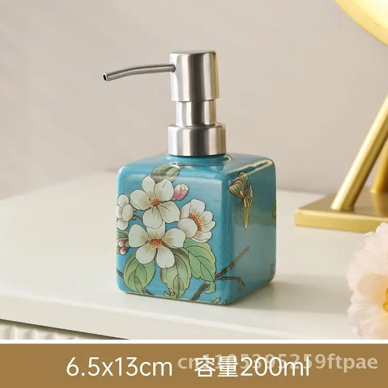 200ml Ceramic Soap Dispenser Stainless Steel Pump Hand Wash Bottle Shampoo Shower Gel Lotion Dispenser for Kitchen Bathroom