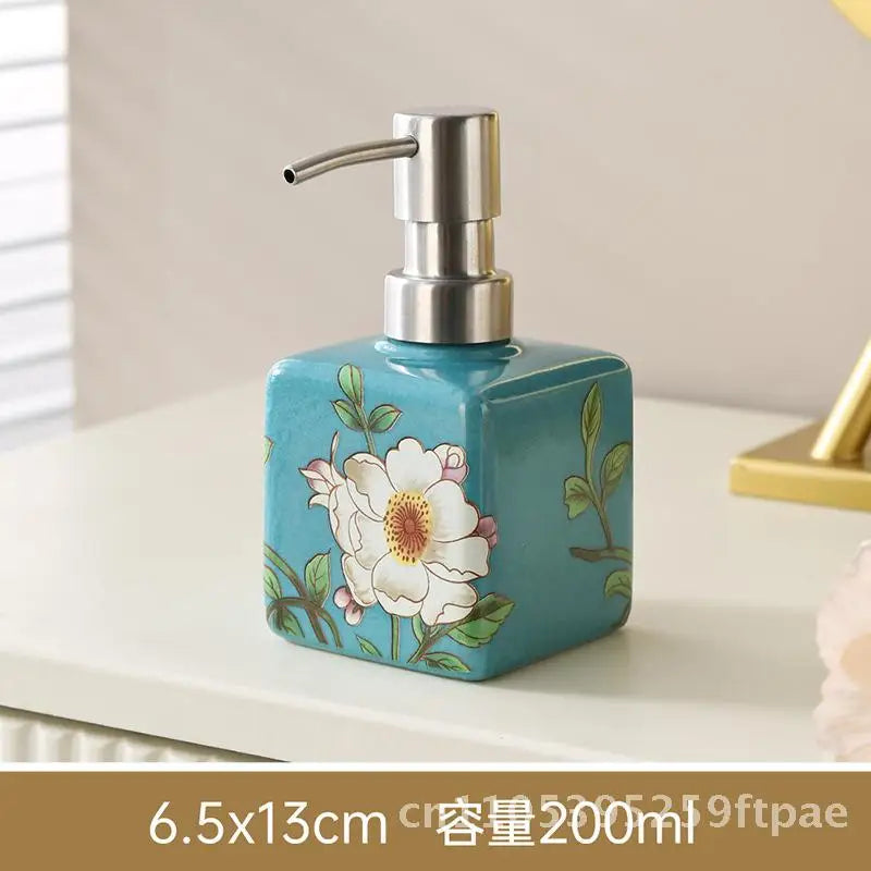 200ml Ceramic Soap Dispenser Stainless Steel Pump Hand Wash Bottle Shampoo Shower Gel Lotion Dispenser for Kitchen Bathroom