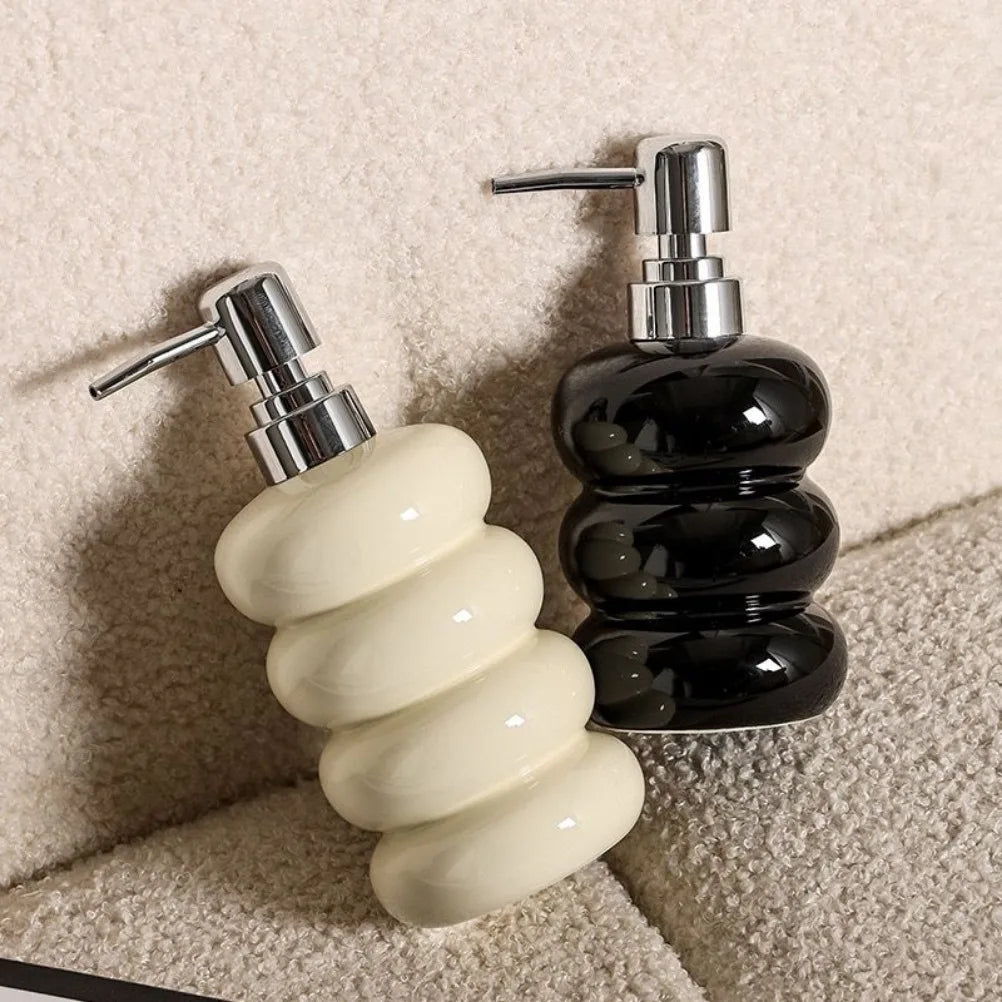 Nordic Ceramic Soap Dispenser Donut Lotion Bottle Shampoo Conditioner Body Wash Dispenser Toilet Bathroom Accessories