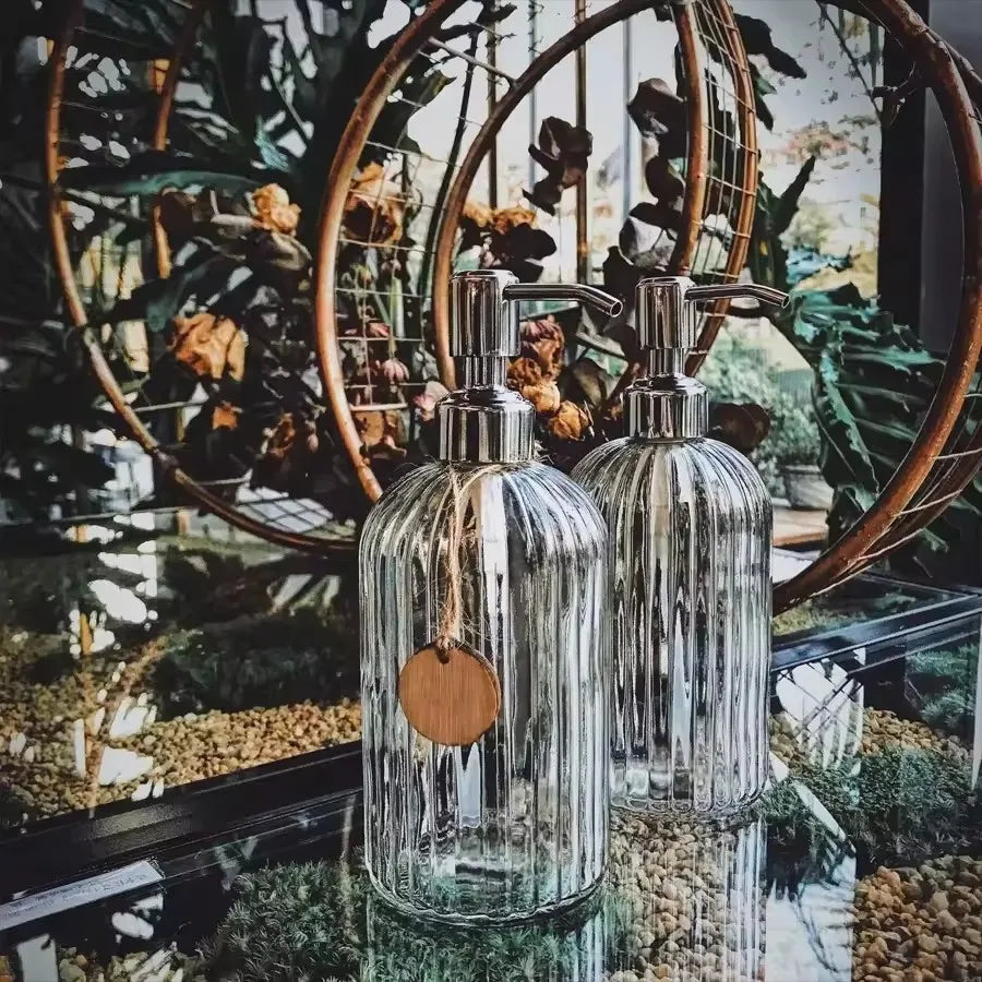 1pcs Transparent Glass Soap Dispenser Refillable Hand Soap Dispenser Premium Bathroom Soap Dispenser for Bathroom Kitchen Decor