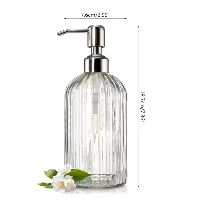 1pcs Transparent Glass Soap Dispenser Refillable Hand Soap Dispenser Premium Bathroom Soap Dispenser for Bathroom Kitchen Decor
