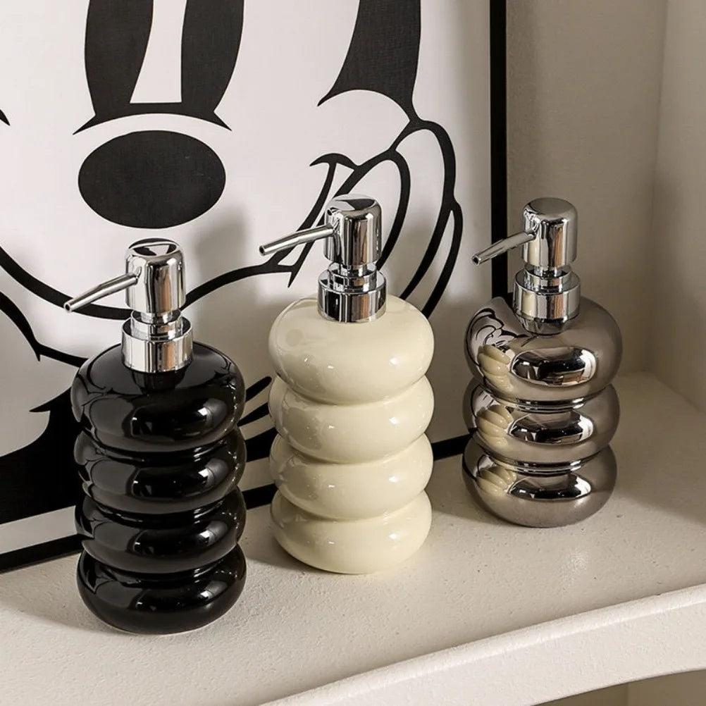 Nordic Ceramic Soap Dispenser Donut Lotion Bottle Shampoo Conditioner Body Wash Dispenser Toilet Bathroom Accessories