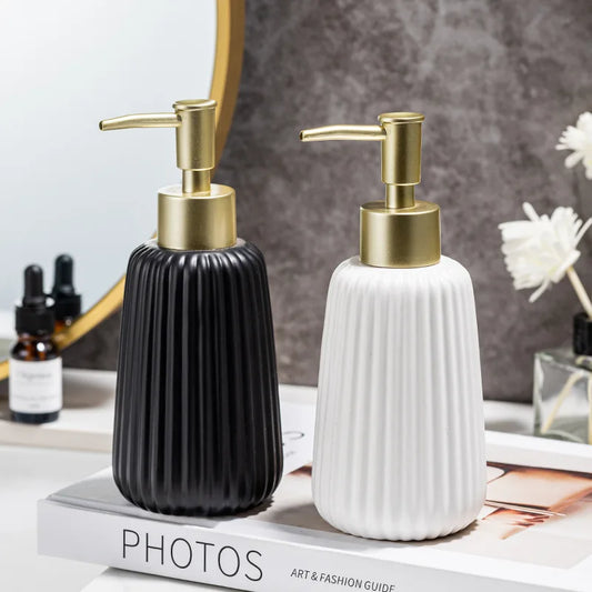 1pc Simple 300ml Ceramic Hand Sanitizer Bottle Push Soap Dispenser Bathroom Toilet Shower Gel Shampoo Filling Bottle