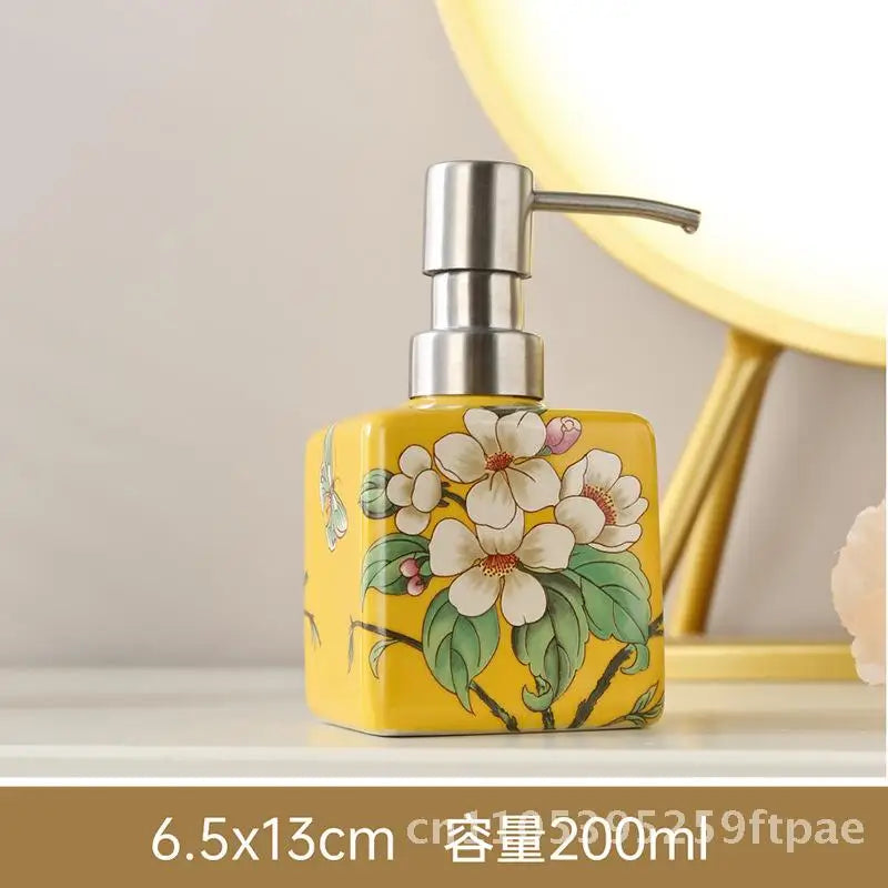 200ml Ceramic Soap Dispenser Stainless Steel Pump Hand Wash Bottle Shampoo Shower Gel Lotion Dispenser for Kitchen Bathroom