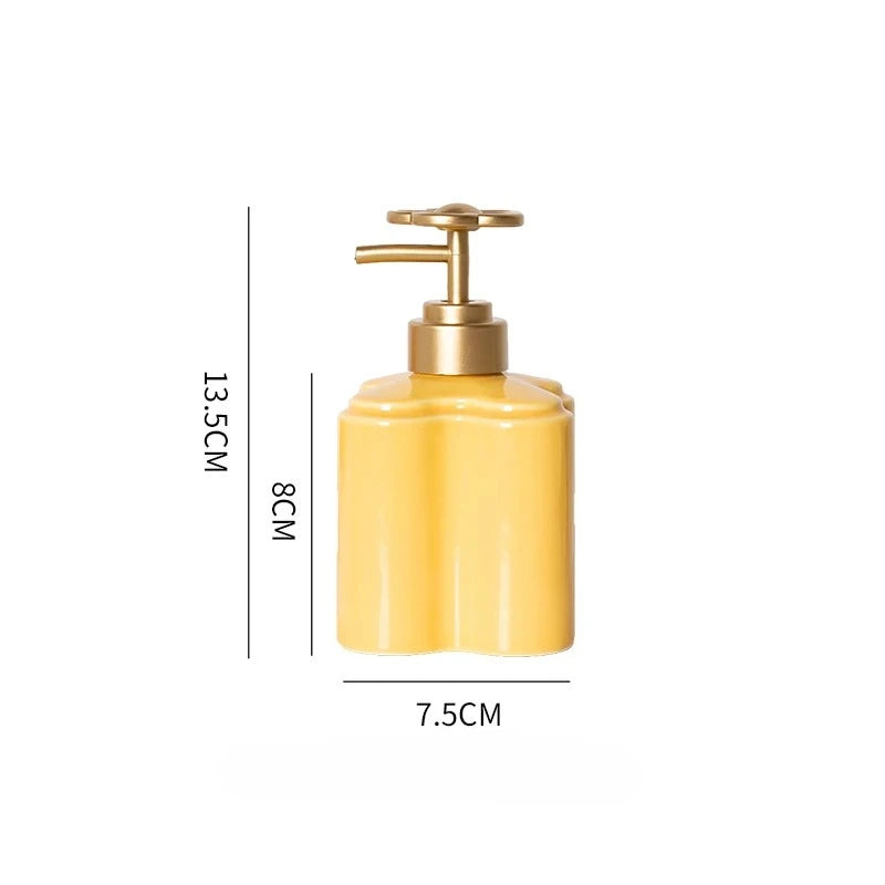 Ceramic Orange Floral Liquid Soap Dispenser Bathroom Toilet Hand Sanitizer Shampoo Bottle Soap Dispensers Bathroom Accessories