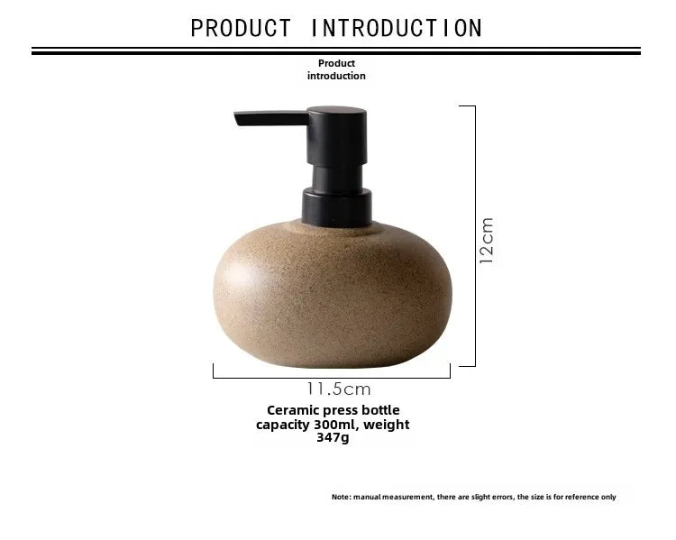 Minimalist Matte Ceramic Soap Dispenser Refillable Press Pump Bottle Bathroom Kitchen Lotion Shampoo Dispenser 350ML Gift