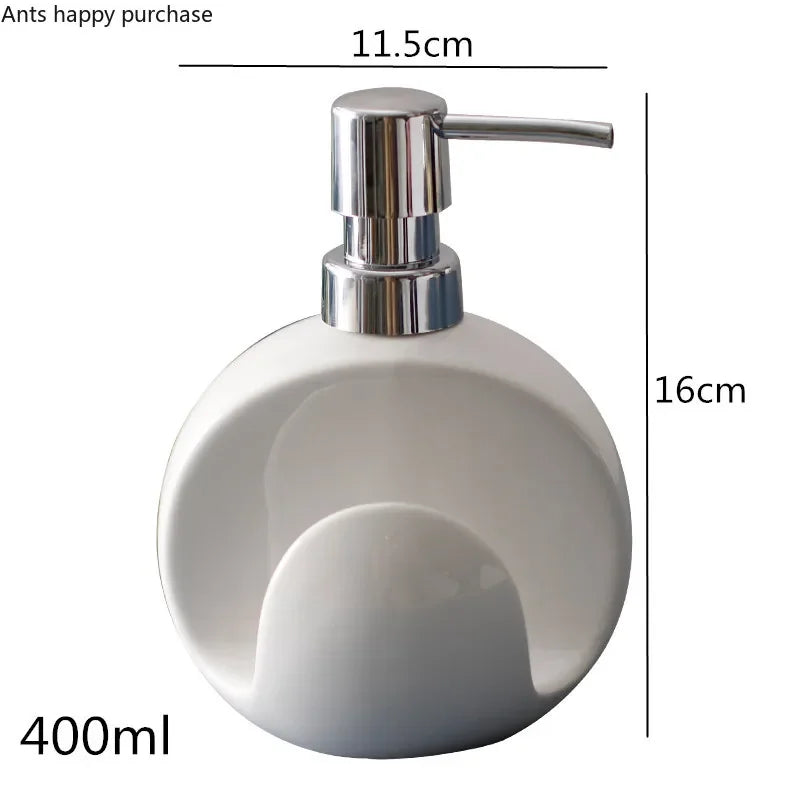 2 in 1 Ceramic Lotion Bottle Soap Dispenser Dual Purpose Bottle Sponge Seat Hand Sanitizer Bottle Bathroom Supplies Soap