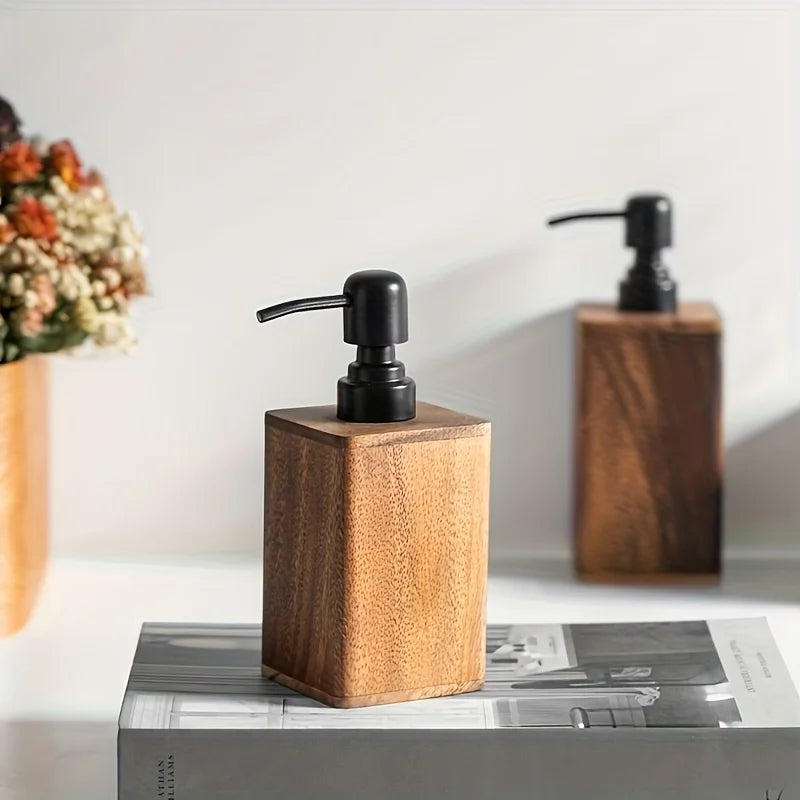 Elegant Wooden Soap Dispenser Hand Sanitizer & Lotion Bathroom Accessory - Ideal for Home & TravelSoap Bar Dispenser