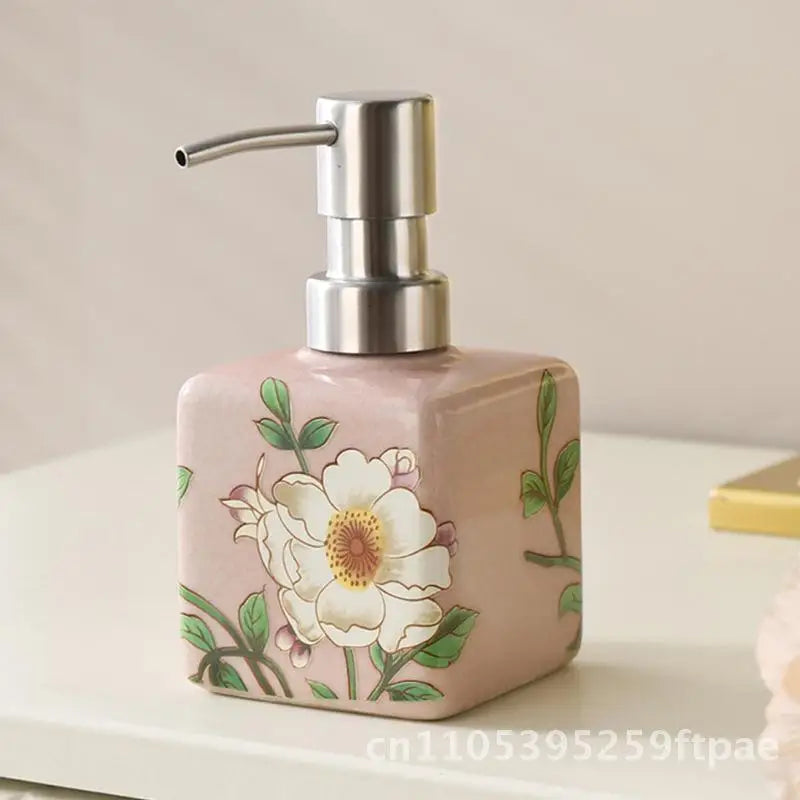 200ml Ceramic Soap Dispenser Stainless Steel Pump Hand Wash Bottle Shampoo Shower Gel Lotion Dispenser for Kitchen Bathroom