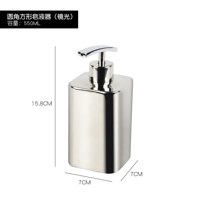 304 Stainless steel Liquid Soap dispenser Hand sanitizer Bottle  Bathroom Countertop press shampoo dispenser