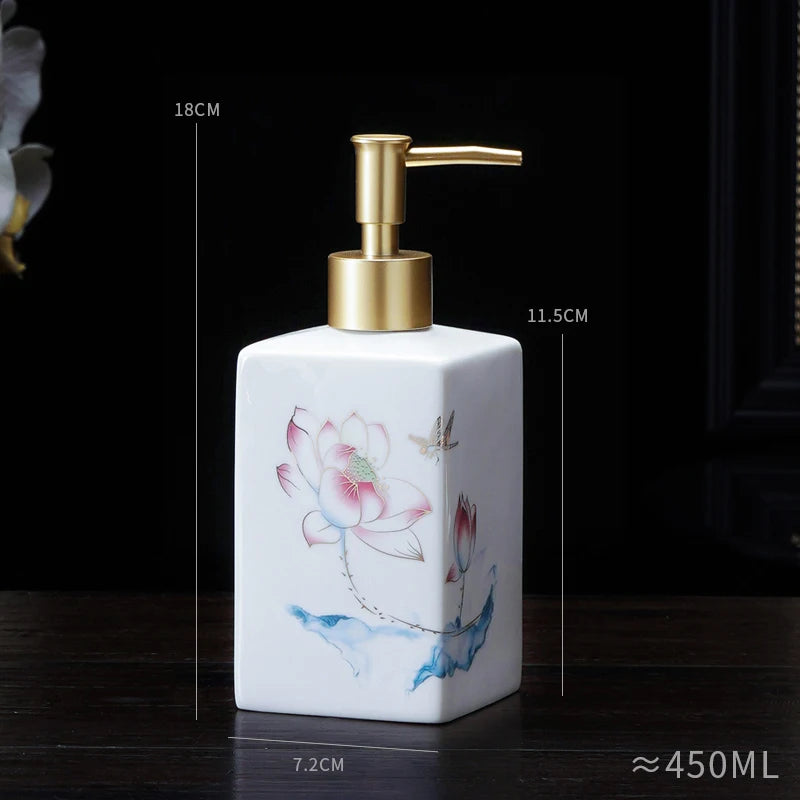 450ml ceramic soap dispenser hand sanitizer bottle press bottle hotel shower gel bottle laundry detergent dispensing