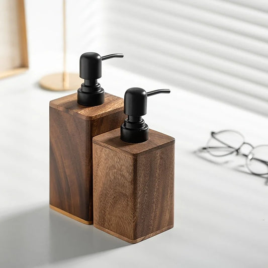 Elegant Wooden Soap Dispenser Hand Sanitizer & Lotion Bathroom Accessory - Ideal for Home & TravelSoap Bar Dispenser