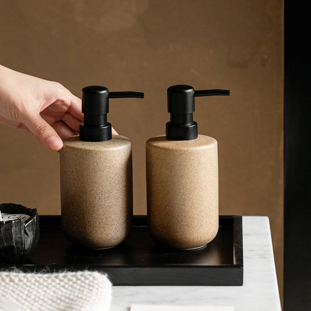 Minimalist Matte Ceramic Soap Dispenser Refillable Press Pump Bottle Bathroom Kitchen Lotion Shampoo Dispenser 350ML Gift