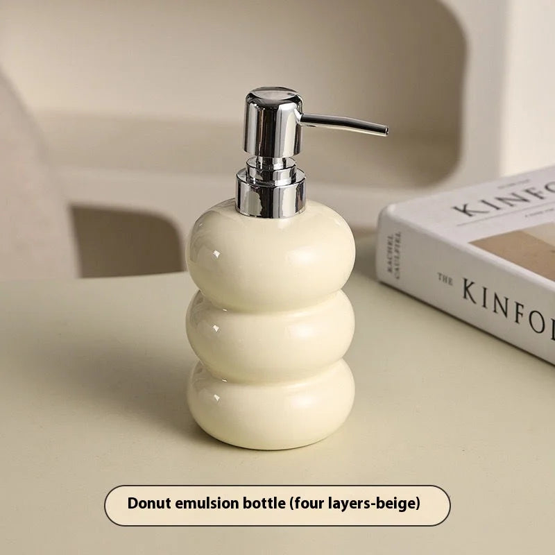 Nordic Ceramic Soap Dispenser Donut Lotion Bottle Shampoo Conditioner Body Wash Dispenser Toilet Bathroom Accessories