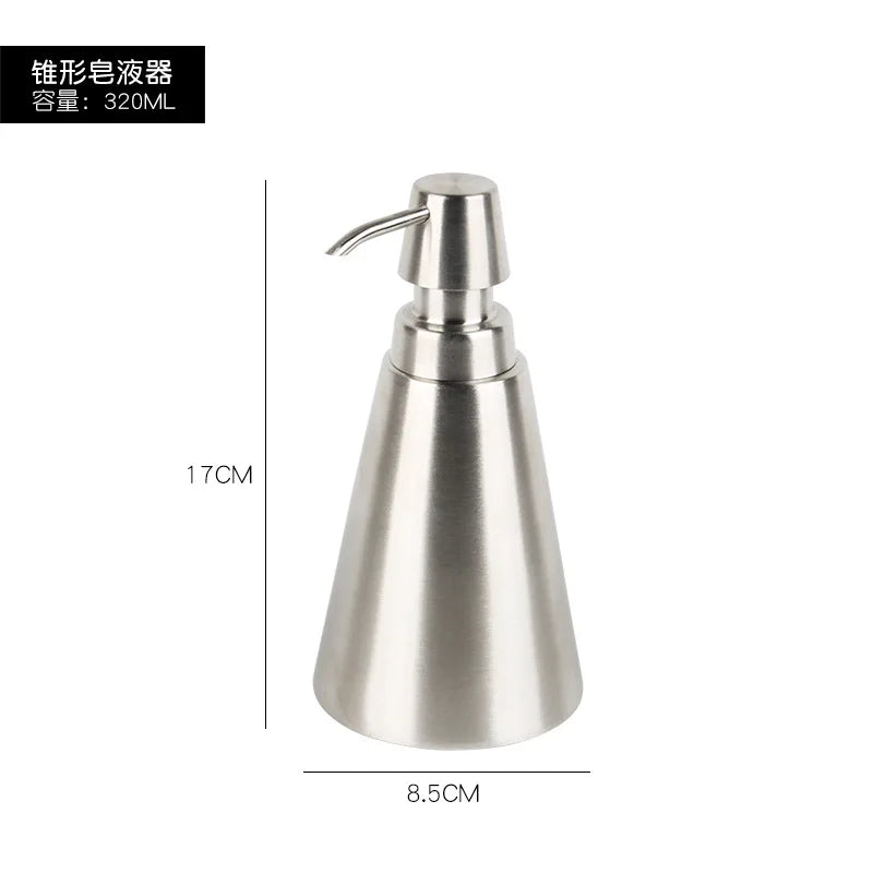 304 Stainless steel Liquid Soap dispenser Hand sanitizer Bottle  Bathroom Countertop press shampoo dispenser