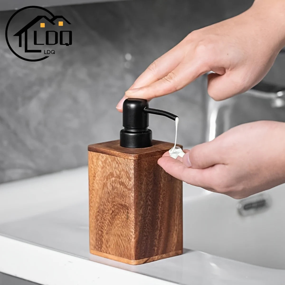Elegant Wooden Soap Dispenser Hand Sanitizer & Lotion Bathroom Accessory - Ideal for Home & TravelSoap Bar Dispenser