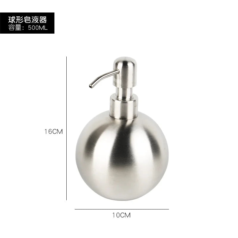 304 Stainless steel Liquid Soap dispenser Hand sanitizer Bottle  Bathroom Countertop press shampoo dispenser