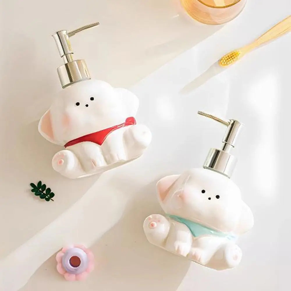Ceramic Liquid Soap Dispenser Press Pump Dog Shape Shower Gel Separate Bottles Empty Bottle Cute Shower Shampoo Dispenser