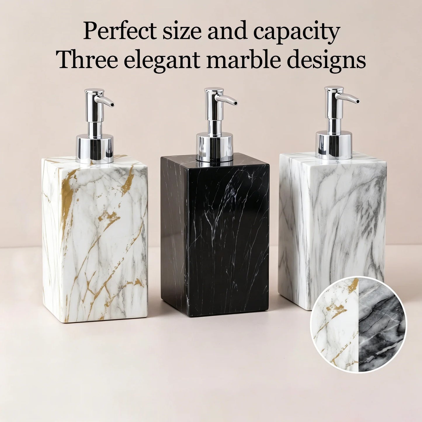 Marble Texture Soap Dispenser, Resin Liquid Hand Soap Dispenser for Kitchen Countertop, Bathroom, Laundry Room