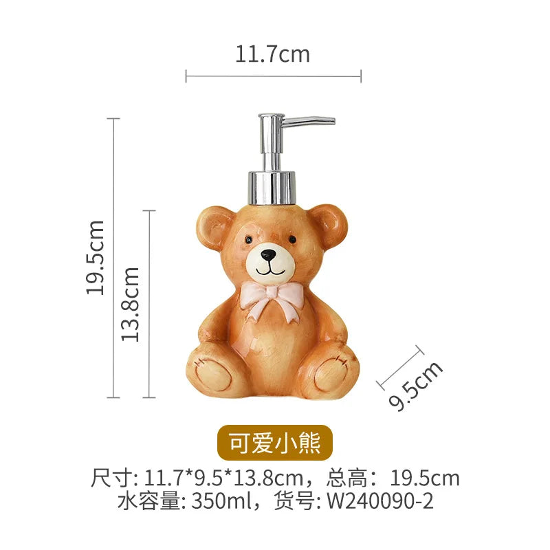 350ML Creative Bear Ceramic Lotion Bottle Christmas Gingerbread Man Decoration Toiletries Bathroom Soap Dispenser Storage Bottle