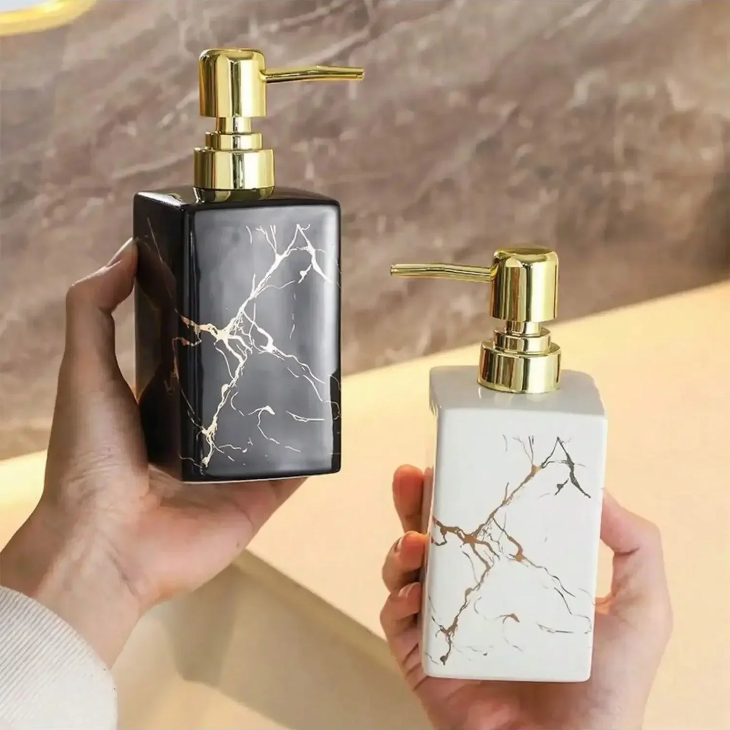 Ceramic soap dispenser 350ml  European Creative Marble Texture Refillable Press Soap Dispenser Liquid Dispenser