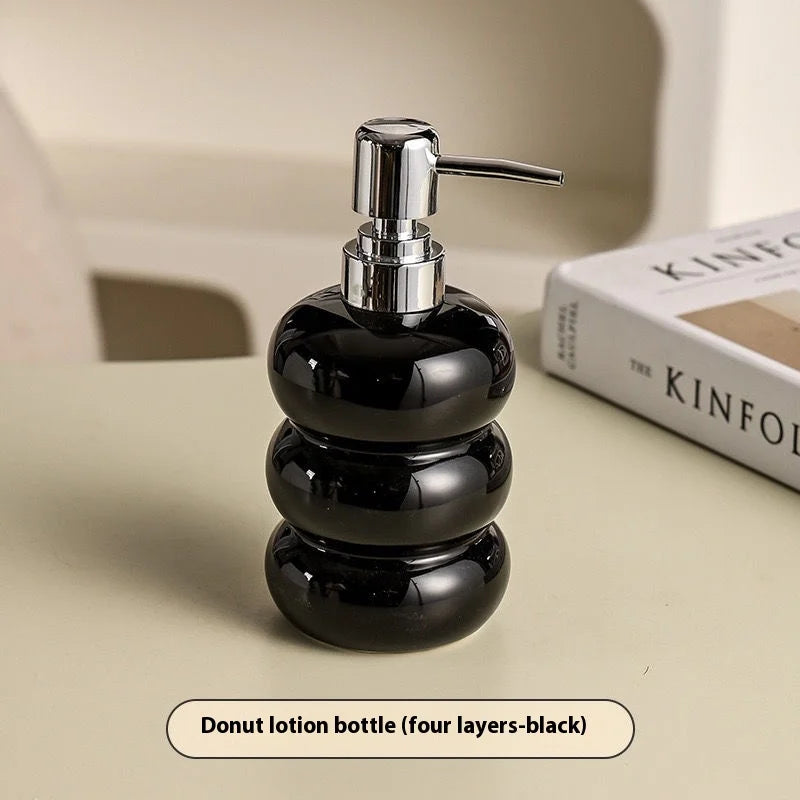 Nordic Ceramic Soap Dispenser Donut Lotion Bottle Shampoo Conditioner Body Wash Dispenser Toilet Bathroom Accessories