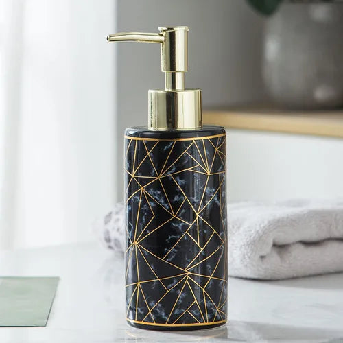White Ceramic Soap Dispenser Hotel Bathroom Lotion Bottle Shampoo Moisture Bottling Gold Press Soap Bottle Bathroom Accessories