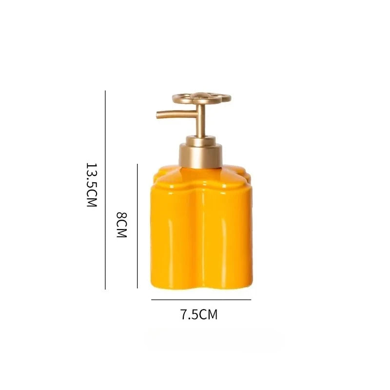 Ceramic Orange Floral Liquid Soap Dispenser Bathroom Toilet Hand Sanitizer Shampoo Bottle Soap Dispensers Bathroom Accessories
