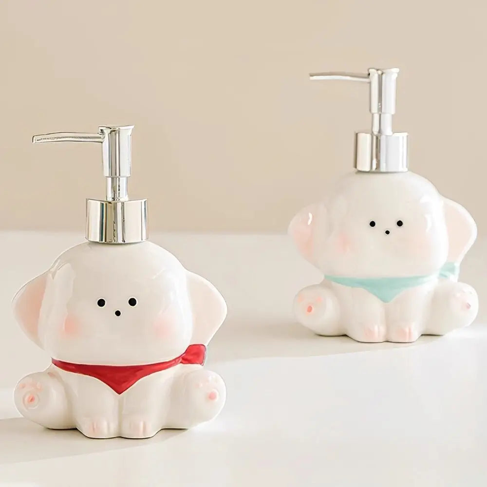Ceramic Liquid Soap Dispenser Press Pump Dog Shape Shower Gel Separate Bottles Empty Bottle Cute Shower Shampoo Dispenser