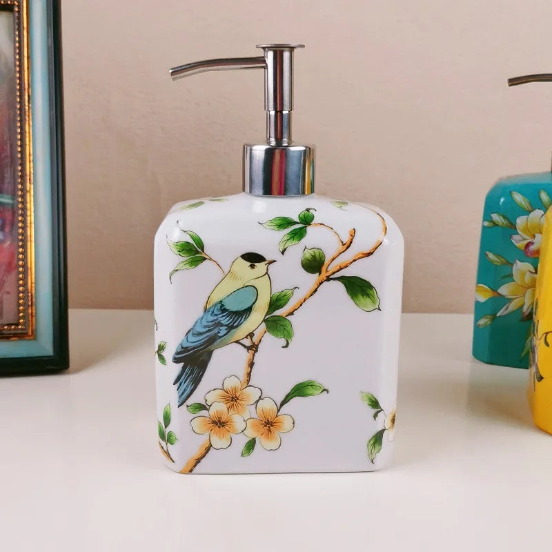 New Chinese style ceramic soap dispenser household dispensing bottle hotel shampoo shower gel press bottle bathroom accessories