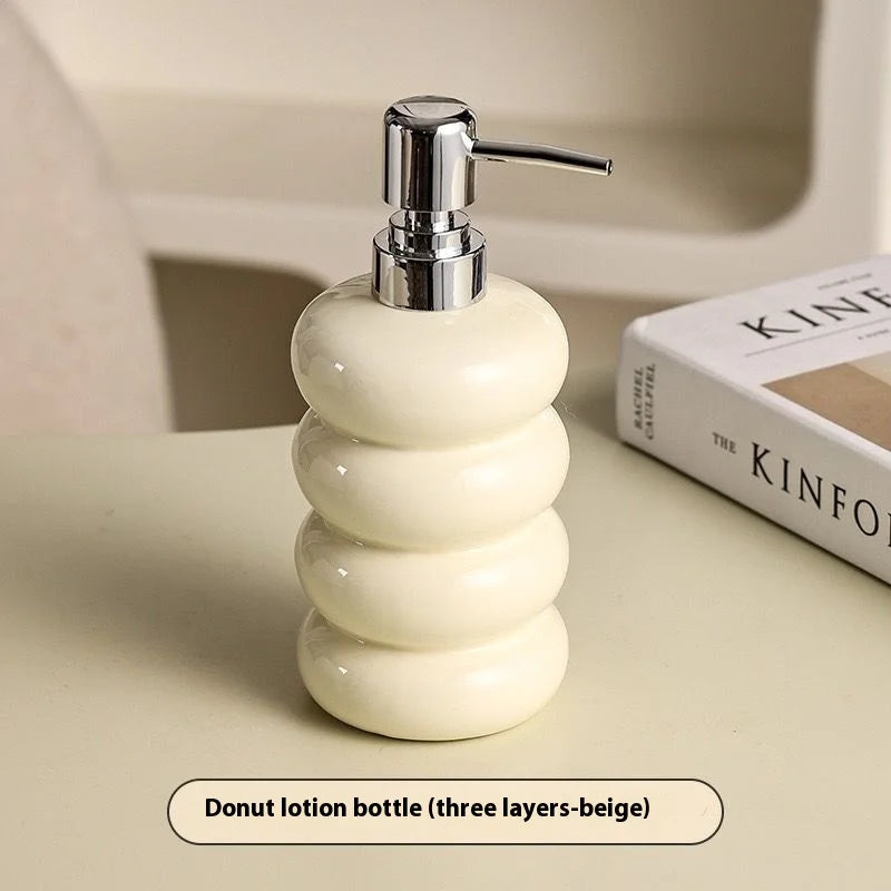 Nordic Ceramic Soap Dispenser Donut Lotion Bottle Shampoo Conditioner Body Wash Dispenser Toilet Bathroom Accessories