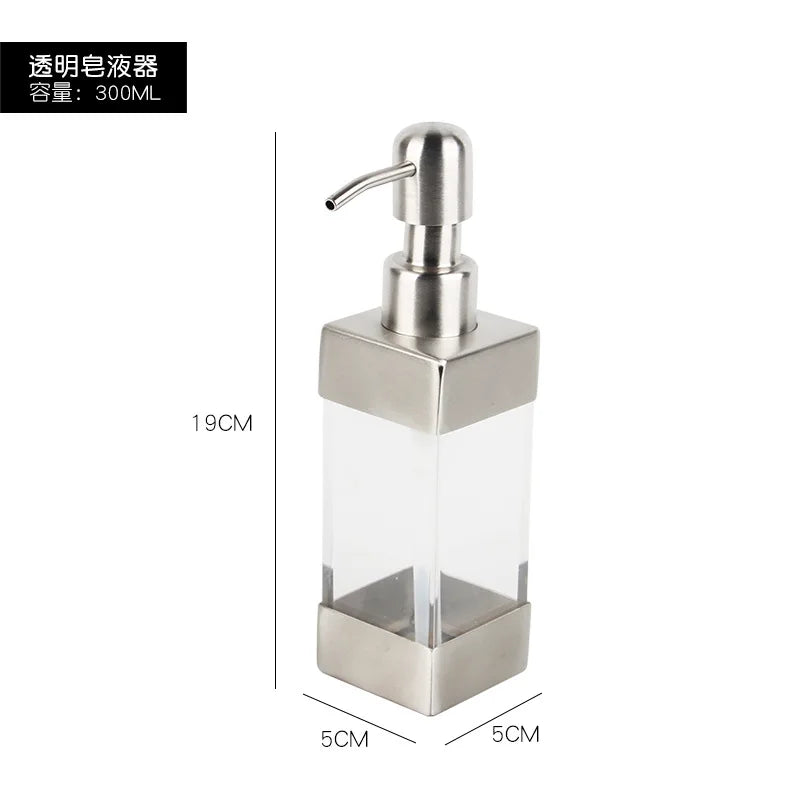 304 Stainless steel Liquid Soap dispenser Hand sanitizer Bottle  Bathroom Countertop press shampoo dispenser