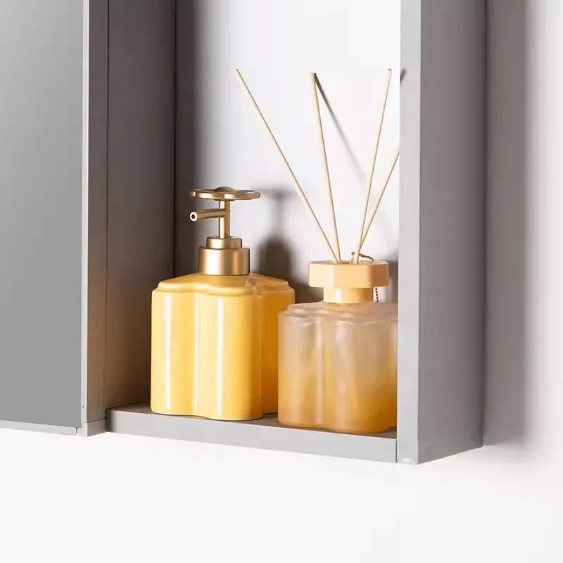 Ceramic Orange Floral Liquid Soap Dispenser Bathroom Toilet Hand Sanitizer Shampoo Bottle Soap Dispensers Bathroom Accessories
